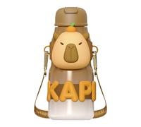 Tasse de voyage isolée - Bouteille en acier pour animaux, verres de sport réutilisables, tasse thermique portable, équipement d'hydratation d'aventure | Bouteille amusante style Capybara, entraînement