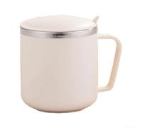 Tasse de voyage isotherme à double paroi en acier inoxydable 304 avec couvercle à bec et poignée pour la maison, le bureau, l'extérieur, réutilisable pour boissons chaudes et froides (blanc)