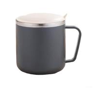 Tasse de voyage isotherme à double paroi en acier inoxydable 304 avec couvercle à bec et poignée pour la maison, le bureau, l'extérieur, réutilisable pour boissons chaudes et froides (gris)