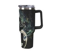 Tasse de voyage isotherme de 1200 ml - Tasse de voiture étanche avec paille, gobelet de grande capacité pour le travail, la salle de sport et les voyages en voiture, Earth Meditation Planet