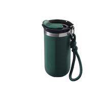 Tasse de voyage isotherme en acier inoxydable 304 - Tasse à café portable avec sangle de transport pour boissons chaudes et froides (vert, taille S)