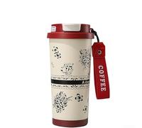 Tasse de voyage isotherme en acier inoxydable de 532 ml avec design anti-fuite, paille amovible et sangle de transport pour boissons chaudes et froides (rouge)