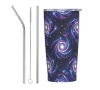 Tasse de voyage isotherme en acier inoxydable Starry Galactic Flow de 590 ml, idéale pour la voiture, le bureau ou la salle de sport.