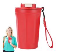 Tasse de voyage isotherme, gobelet isotherme avec couvercle, 350 ml, tasse à café isolée en acier inoxydable, pour l'extérieur, gourde tendance pour homme et femme, avec cordon pour les trajets, les