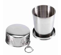 Tasse de Voyage Pliable en Acier Inoxydable, Porte-clés télescopique rétractable pour Camping, Tailles S, M et L (L)