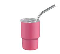 Tasse de voyage portable en acier inoxydable avec couvercle et paille - Petite bouteille d'eau - Tasse à café avec couvercle à paille