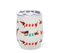 Tasse à café isotherme - Motif chien saucisse - 350 ml - Motif teckel - Avec effet gaufré 3D