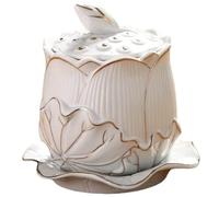 Tasse d'eau bénite en céramique blanche Guanyin Lotus, bol d'offrande d'eau bouddhiste 7 x 11 cm for temple et autel, 1 pièce