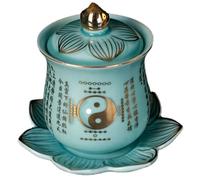 Tasse d'eau bénite Guanyin en céramique, bol d'offrande d'eau bouddhiste 7,8 x 11,5 x 11,5 cm for fournitures de Bouddha et utilisation sur autel, 1 pièce