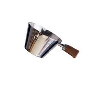 Tasse doseuse à expresso avec double bec verseur et poignée en bois antidérapante 90 ml en acier inoxydable