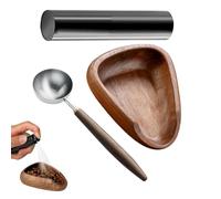 Tasse Doseuse De Grains De Café - Plateau En Bois Pour Dosage De Café | Récipient Doseur En Céramique 10x8,5 Cm, Outil De Brassage De Boissons Avec Cuillère Et Flacon Pulvérisateur Pour Débutants, Pro