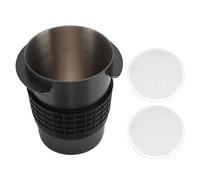 Tasse doseuse en acier inoxydable avec tamis à pucks, tasse doseuse pour café en poudre pour machine à expresso, tasse doseuse pour café de capacité moyenne avec 2 tamis à pucks (51MM)