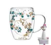 Tasse Double Paroi Avec Fleurs Séchées, Tasse En Verre À Double Paroi