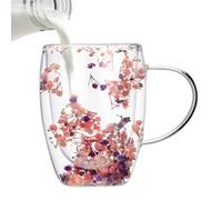 Tasse Double Paroi Avec Fleurs Séchées, Tasse En Verre À Double Paroi
