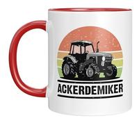 Tasse drôle de tracteur au look rétro - Agriculteur - Idée cadeau pour agriculteurs, agriculteurs et fans d'agriculture - Rouge