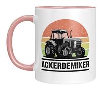 Tasse drôle de tracteur au look rétro - Agriculteur - Idée cadeau pour agriculteurs, agriculteurs et fans d'agriculture - Rose