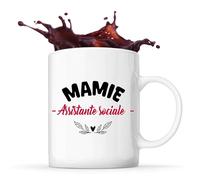 Tasse d'une Mamie Assistante sociale - Mug - Idée Tasse Personnalisable Cadeau Anniversaire Fête Original Famille Travail Départ Collègue Retraite Noël.