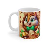 Tasse Écureuil Noël - Mug Céramique 325ml - Cadeau Hiver Festif Animaux Mignons