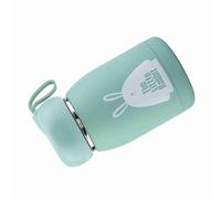 Tasse en Acier Inoxydable à Motif de Lapin, Anti-Fuite, pour Boissons Chaudes, Voyages, Bureau, école, Pique-Nique avec Un Design Mignon, Légère et Portable (Green)