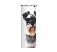 Tasse en acier inoxydable avec couvercle sans accessoires - Bouteille d'eau isotherme de 590 ml avec imprimé schnauzer bien élevé, parfaite pour le sport, le bureau et la maison