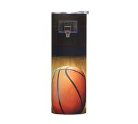 Tasse en acier inoxydable avec couvercle sans accessoires - Bouteille d'eau isotherme de 591 ml avec imprimé basketball arena, parfaite pour le sport, le bureau et la maison