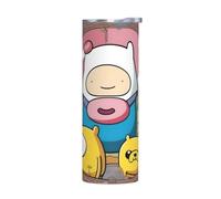 Tasse en acier inoxydable avec couvercle sans accessoires - Bouteille d'eau isotherme de 591 ml avec impression Adventure Time, parfaite pour le sport, le bureau et la maison