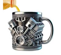 Tasse en acier inoxydable avec poignée - Tasse de lait à thème du moteur unique et de boissons, construite en acier inoxydable fort pour une utilisation quotidienne et un nettoyage facile, conserve la