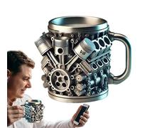 Tasse en acier inoxydable avec poignée - Tasse en métal | Tasse à eau au design créatif | Gobelet isotherme avec double paroi pour café, thé, jus, lait, eau, matin et après-midi