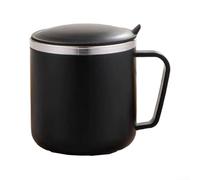 Tasse en acier inoxydable de 400 ml avec isolation à double paroi, couvercle à bec et poignée ergonomique, convient pour les activités de plein air, le bureau et la maison (noir)