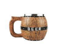 Tasse En Acier Inoxydable Grande Capacité - Puche En Baril En Bois, Calice Rustique | Oktoberfest Fiesta Crystal, Camping Hogar Kitchen Gift