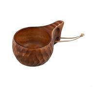 Tasse en bois avec poignée ergonomique et corde de transport attachée conçue pour jus, lait, thé et autres boissons (F)