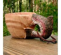 Tasse en Bois SculptéE à La Main Kuksa,Tasse d'image De TêTe d'animaux Kuksa Guksi,Mugs Et Tasses à Café,Tasse De Camp en Bois ExtéRieure,Tasse De Buvette,Joli Cadeau pour Qui Aime La Nature Poisson