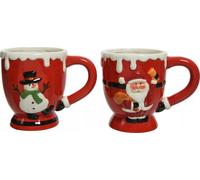 Tasse en céramique 10,5cm Père Noël & Bonhomme de neige rouge 1 pièce assortie