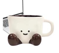 Tasse en céramique | 300-400 ml motif rayé | Tasse à café en forme de main avec pieds mignon pour le thé de l'après-midi latte art design cadeau cuisine bureau maison