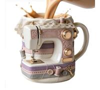 Tasse en céramique, 330 ml, thème mignon de machine à coudre, à café et à thé portable avec design, vaisselle élégante pour la maison, tasse décorative en céramique, motif amusant, vaisselle cuisine d