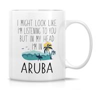 Tasse En Céramique Amant Arubais Dans Ma Tête, Je Suis À Aruban Rétro Mug Idée Mugs À Café Pour Eau Latte Collègue