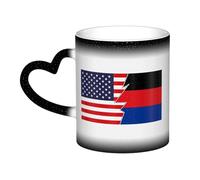 Tasse en céramique avec drapeau de la Frise orientale et de l'Amérique, sensible à la chaleur, changement de couleur, tasse isolée, nouveauté, tasses de voyage uniques, tasses pour la maison, 11 OZ