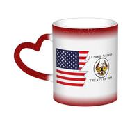 Tasse en céramique avec drapeau de la nation Lummi et de l'Amérique, sensible à la chaleur, changement de couleur, tasse isolée, nouveauté, tasses de voyage uniques, tasses pour la maison, 11 oz