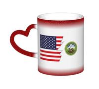 Tasse en céramique avec drapeau de la nation Muscogee et de l'Amérique, sensible à la chaleur, changement de couleur, tasse isolée, nouveauté, tasses de voyage uniques, tasses pour la maison, 11 oz