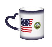 Tasse en céramique avec drapeau de la nation Muscogee et de l'Amérique, sensible à la chaleur, changement de couleur, tasse isolée, nouveauté, tasses de voyage uniques, tasses pour la maison, 11 oz