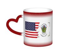 Tasse en céramique avec drapeau de la nation ojibwée du lac du Flambeau et de l'Amérique, tasse à changement de couleur sensible à la chaleur, tasse isolée, tasses de voyage uniques et fantaisie, tass