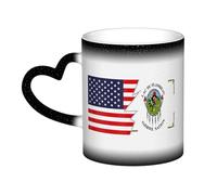 Tasse en céramique avec drapeau de la nation ojibwée du lac du Flambeau et de l'Amérique, tasse à changement de couleur sensible à la chaleur, tasse isolée, tasses de voyage uniques et fantaisie, tass