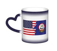 Tasse en céramique avec drapeau de la nation St'at'imc et de l'Amérique, sensible à la chaleur, changement de couleur, tasse isolée, nouveauté, tasses de voyage uniques, tasses pour la maison, 11 oz
