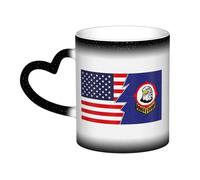 Tasse en céramique avec drapeau de la nation St'at'imc et de l'Amérique, sensible à la chaleur, changement de couleur, tasse isolée, nouveauté, tasses de voyage uniques, tasses pour la maison, 11 oz