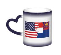 Tasse en céramique avec drapeau de l'Union nationale Karen et de l'Amérique, sensible à la chaleur, changement de couleur, tasse isolée, nouveauté, tasses de voyage uniques, tasses pour la maison, 11