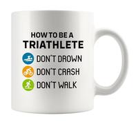 Tasse en céramique avec inscription « How To Be A Triathlete Athlete » - Cadeau pour nageur, motard, coureur de sport - 325 ml - Blanc