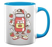 Tasse en céramique avec inscription « I Love Strawberry Jam Strawberries Urban Art » - Bleu clair