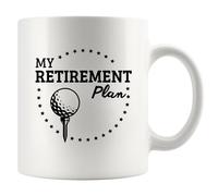 Tasse en céramique avec inscription « My Golf Retirement Plan » - Cadeau de départ à la retraite - Pour papa, maman, mari, épouse, joueur de golf, entraîneur de golf - 325 ml - Blanc