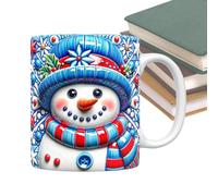 Tasse en céramique avec motif bonhomme de neige 3D avec poignée pour thé, chocolat, boisson pour femmes et filles, vacances, thé, anniversaire, vacances