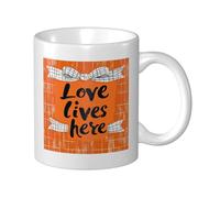 Tasse en céramique avec nœud orange « Love Lives Here On Orange » - 325 ml